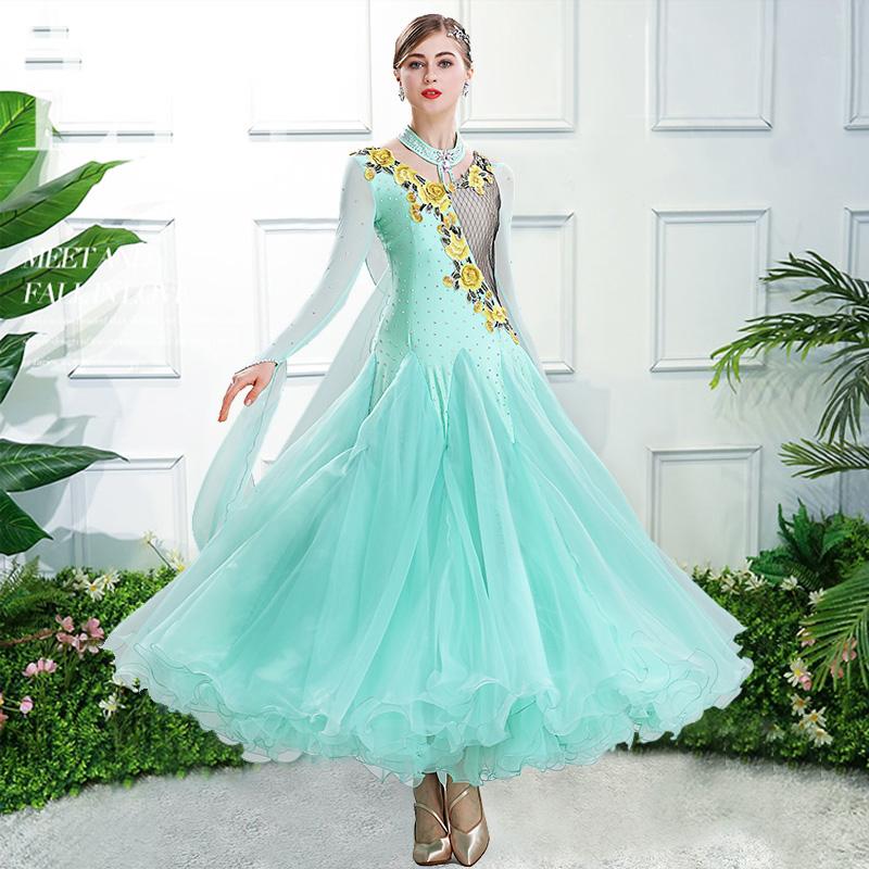 

Ballroom Dance Dresses For Women Fashion Waltz Tango Standard Dance Foxtrot Competition Clothing Performance Green Dress DC4395