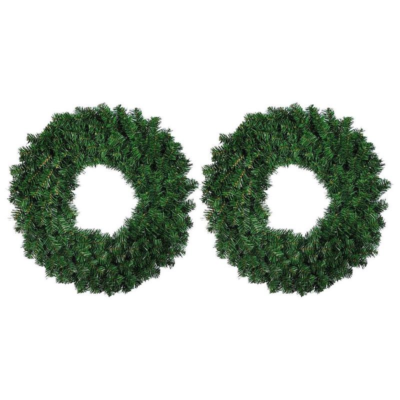 

2 Pcs 30cm Artificial Pine Wreath Garland for Front Door Window Fireplace Christmas Decoration, Green