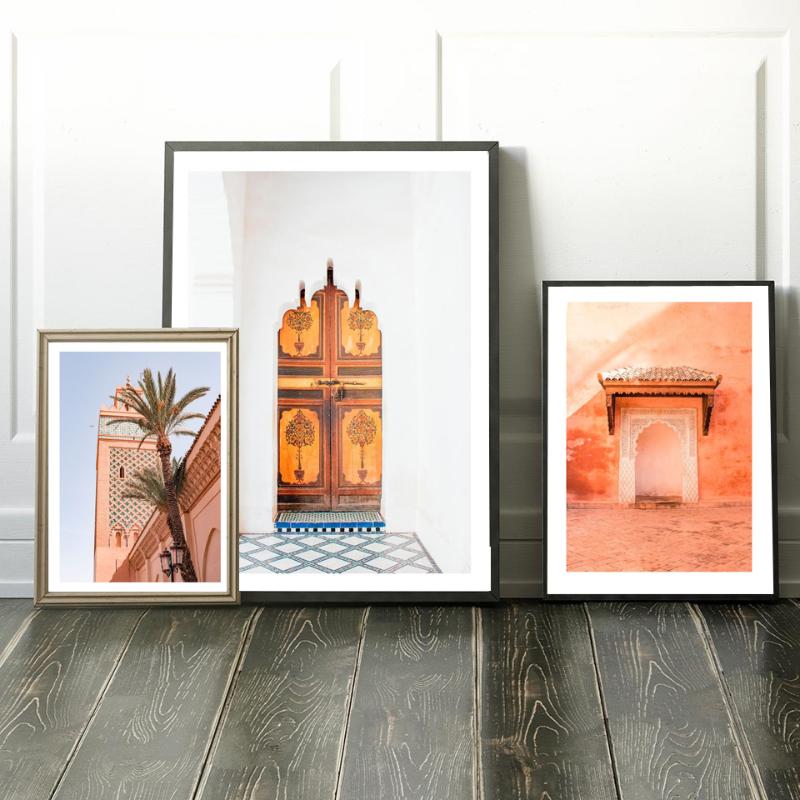 

Marrakech Mosque Posters and Prints Nordic Canvas Painting Moroccan Door Wall Pictures for Living Room Boho Art Decoration Frame