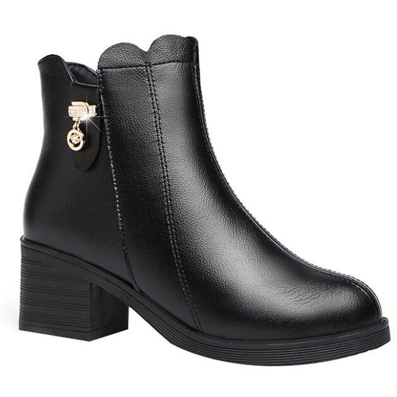 

Thick-heeled 2021 New Wild Toe Round Side Zipper Boots Big Casual Fashion Hot Women's Shoes Bmln, A6188-1-02