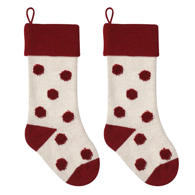 

2pcs Candy Pouch With Strap Home Portable Party Knitted Acrylic Hanging Christmas Stockings DIY Festival Polka Dot Pattern Cute