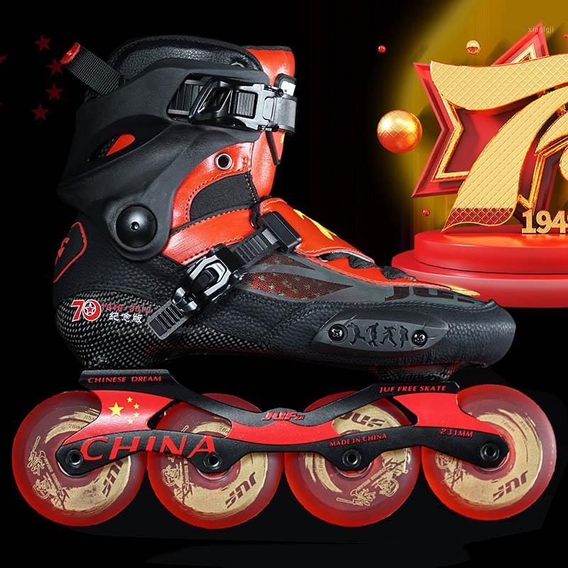 

JK Original JUF 70 Roller Skates Slalom Sliding Inline Skates Adult Kids Roller Skating Shoes FSK Patines Good as1, Black-red