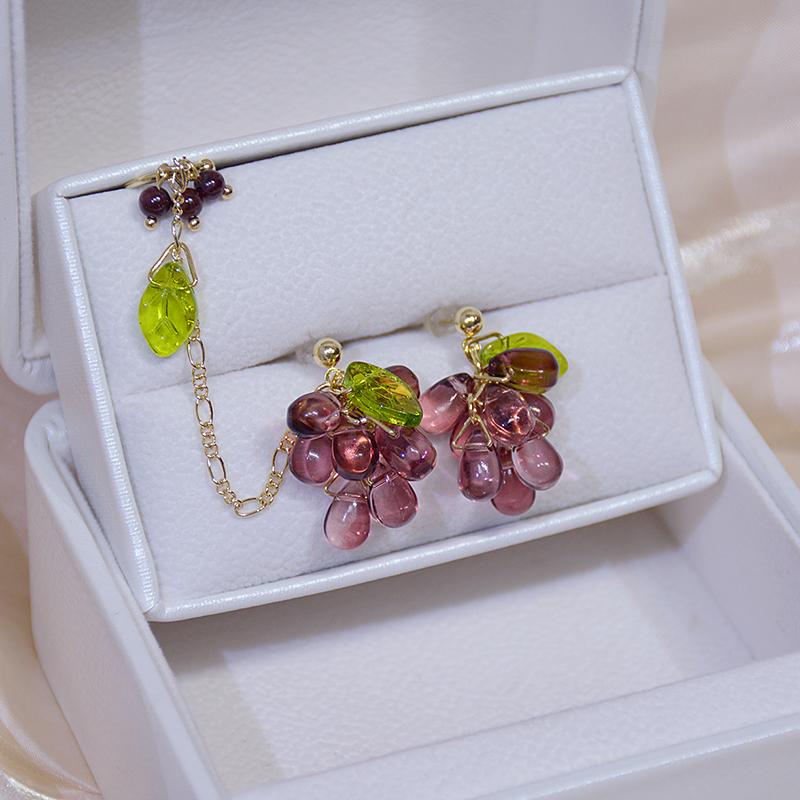 

Shiny Side New Accessories Grapes Beads Stud Earrings For Women Simple Style Gift Cute Fruit Earrings