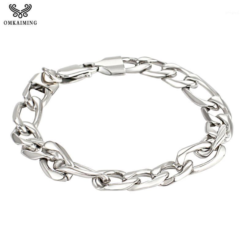 

Link, Chain Wholesale Jewelry Silver Plated Bracelets 9mm Flat Three A Link For Womens Mens Bracelet Figaro Jewellery Accesories1
