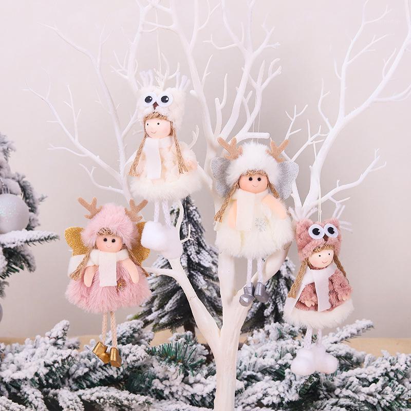 

cute pink Plush Angel girl Christmas Tree Ornament Xmas Hanging Pendant Dolls Christmas Home Holiday Decoration as Kids Gifts1