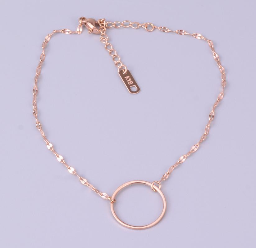 

Charm Bracelets 18KGP Titanium Steel Circle Bracelet For Women Round Hand Chain Accessories Jewelry Gift