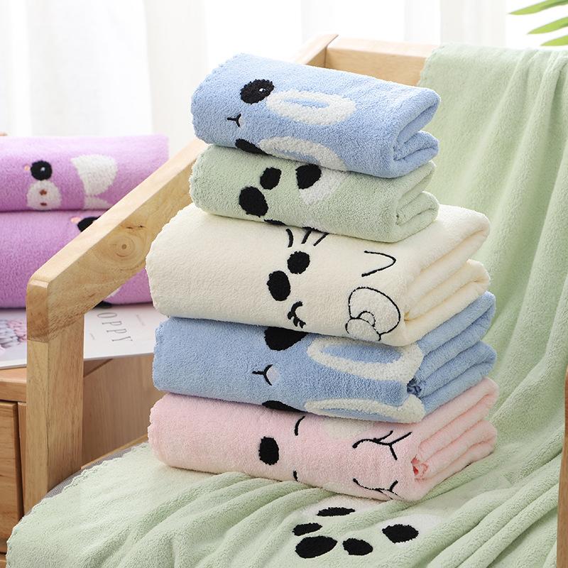 

Towel Bath Children's Set Cartoon Two-piece Coral Fleece Baby Cute Animals Are Not Easy To Shed Hair, Green