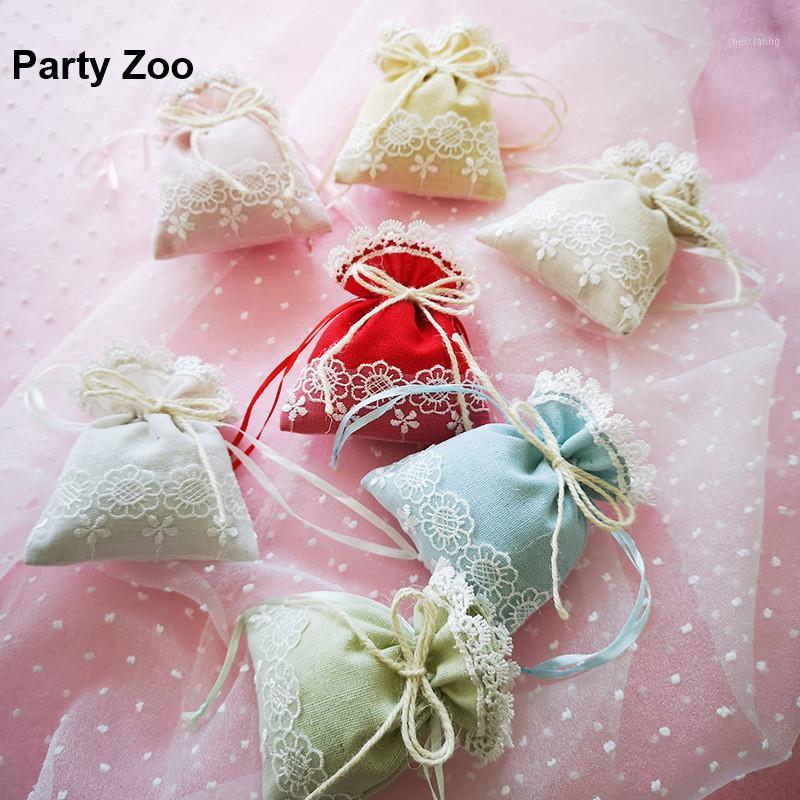 

100 x Elegant Lace Sen Style Sweets Gift Bags Flower Jewerly Drawstring Pouches Packet Assorted Color1