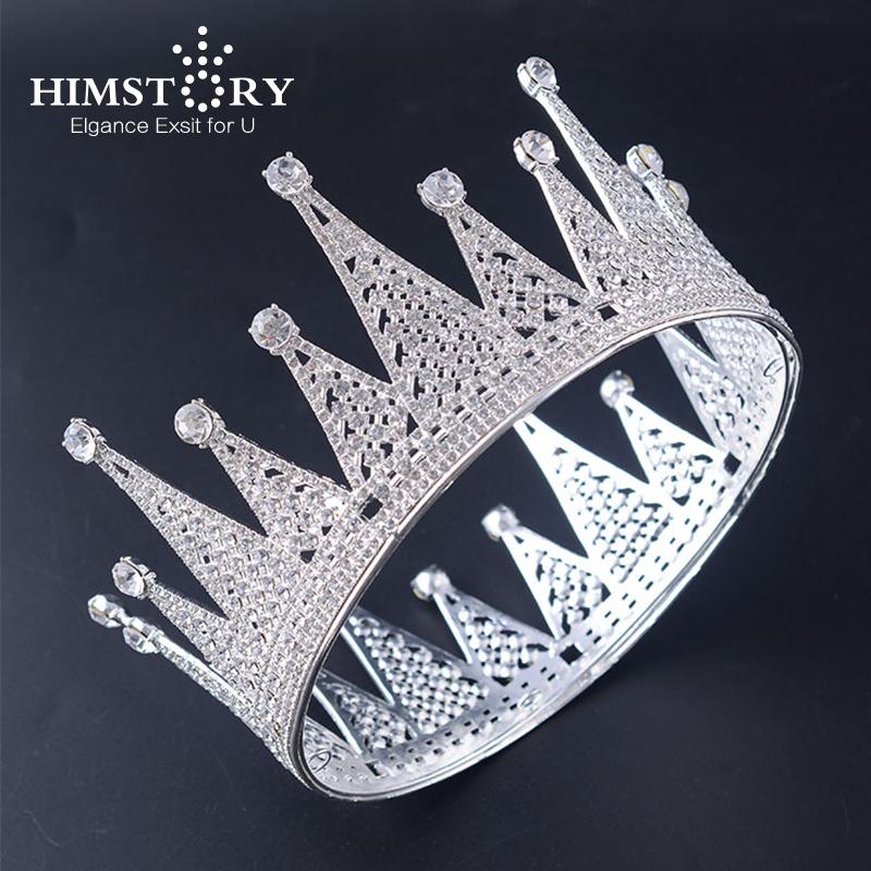 

HIMSTORY Gogeous Ultlarge Geometry Designs Crystal King Bridal Wedding Crown Quinceanera Rhinestone Pageant Hair Accessory
