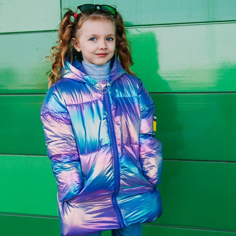 

Childrens jacket girls thick down cotton colorful bread coat snowsuit cotton coat big children parka warm down jacket for girls, White
