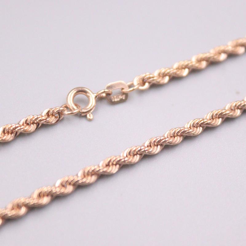 

Real 18K Rose Gold Chain For Women Female 2.8mm Rope Gold Chain Necklace 50cm Length Au750