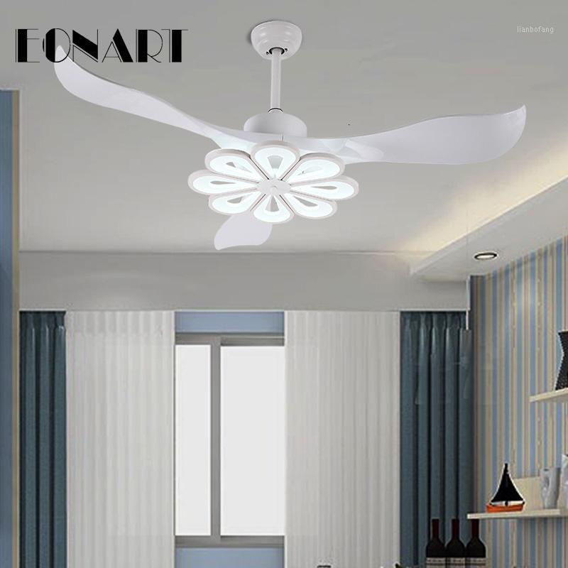

EONRAT 52 Inch modern three color LED lamp plastic blade modern ceiling fan with remote control 110-220V ceiling fans with light1