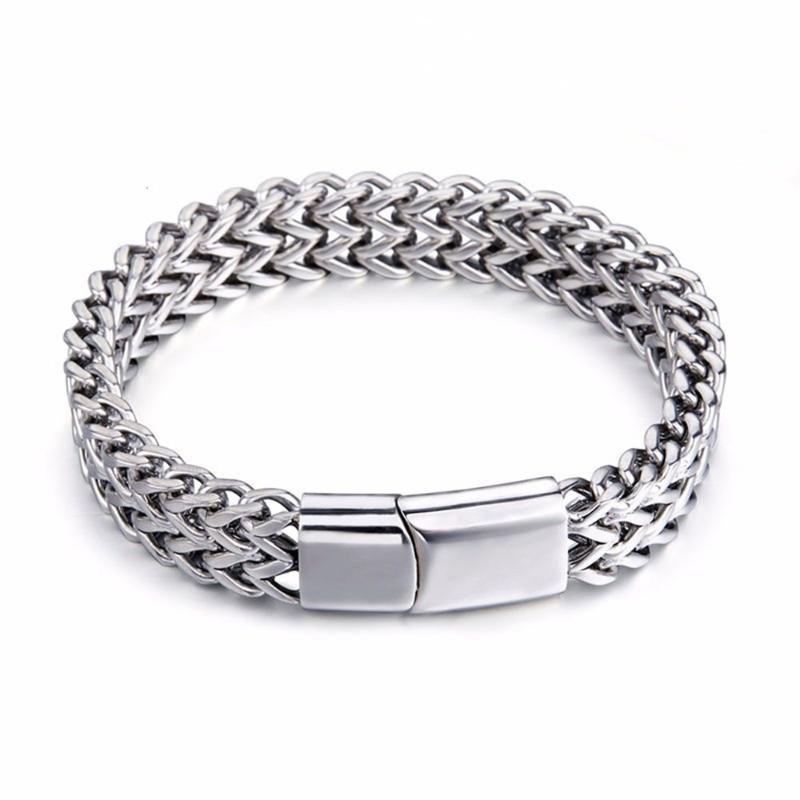 

Moocare men Punk bracelet Titanium steel Men's Gold Link hand Chains Bracelet Bangles Trendy Bracelets For Man Gifts