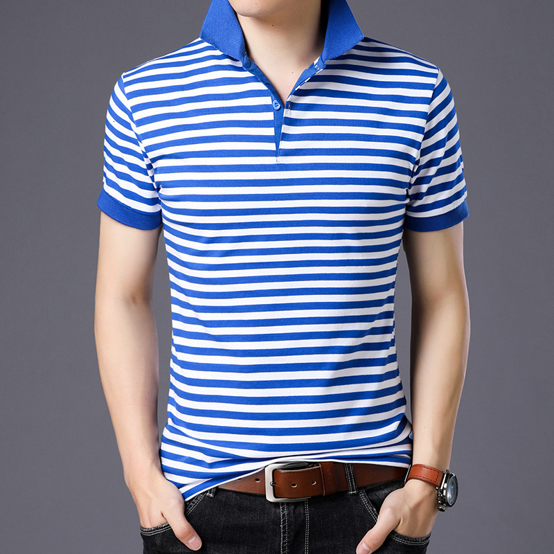 

2021 New Summer Short Sleeves Oversized Korea Fashion Striped Loose Polo Shirts Streetwear Hip Hop Punk Men's Top Tees Clothes Cre9, Fm666 1