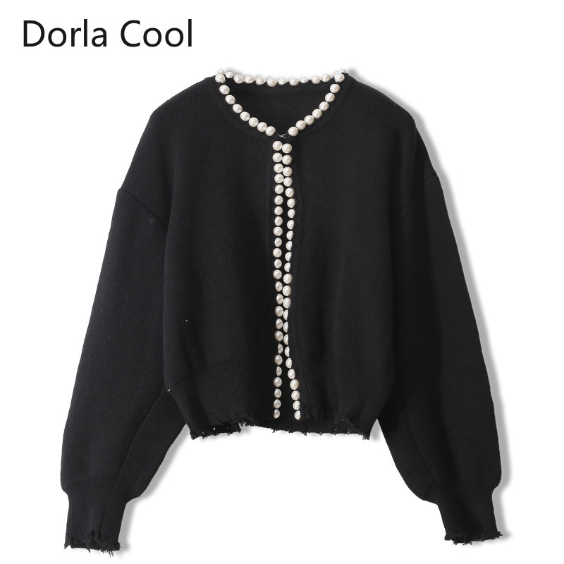 

New Luxury Women Beading Shreds Cardigans Short Design Flashlight Light Sleeves Elegant Woman' Shirt O-neck Outerwear Clothes 661s, White