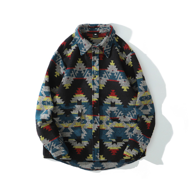 

2020 Flannel Standard Geometry Sleeve Long Vintage Streetwear Autumn Hot Up Cotton Shirts N6ze, Red.