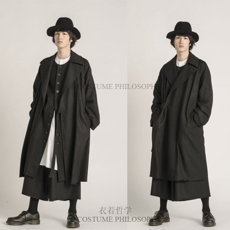 

2021 New Men's Long Jacket Loose Lapel Simple Black Design Dark. S-6xl!! JEP9