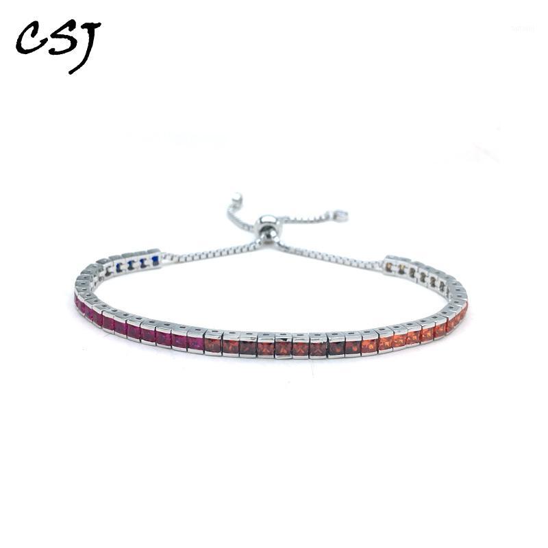 

CSJ 100% 925 Silver Bracelet Sterling CZ Fine Jewelry Wedding Party for Women Lady Girl Gift box1