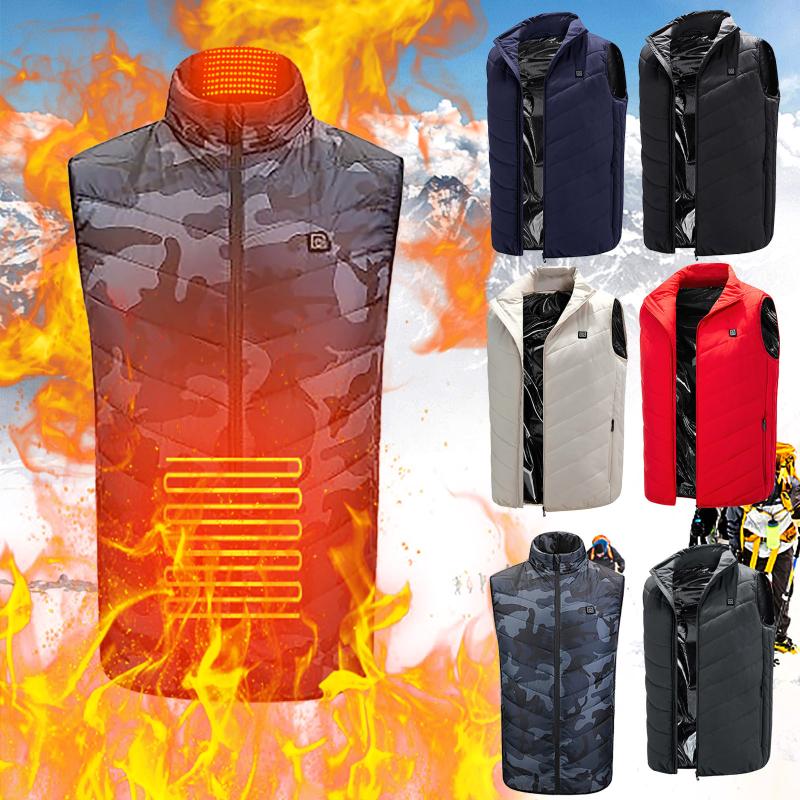 

Winter Smart Heating Vest USB Infrared Electric Outdoor Warm Clothing Heated For Riding Skiing Fishing Charging Via Heated Coat, Gray