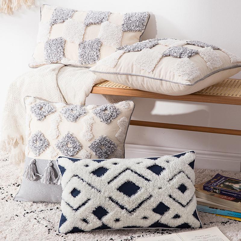 

Home Decor tassel Lace tufted Throw Pillow Case Cushion Cover Decorative Pillows for Sofa Living Room Polyester Pillowcase 45*45