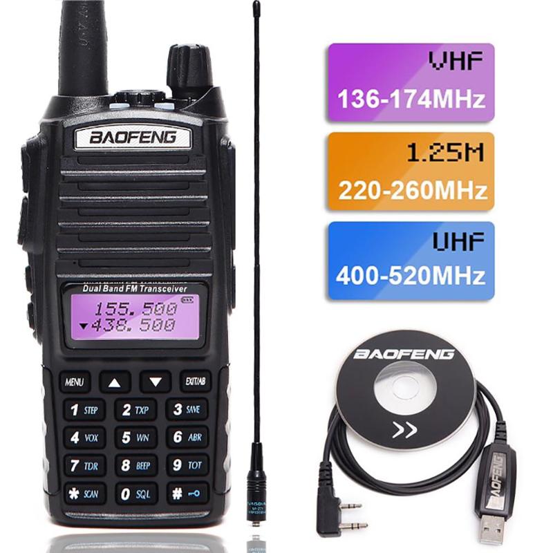 

2020 BaoFeng UV-82T Tri-Band Walkie Talkie ham vhf 220-260Mhz uhf band amatuer handheld Two Way portable Radio uv-5r