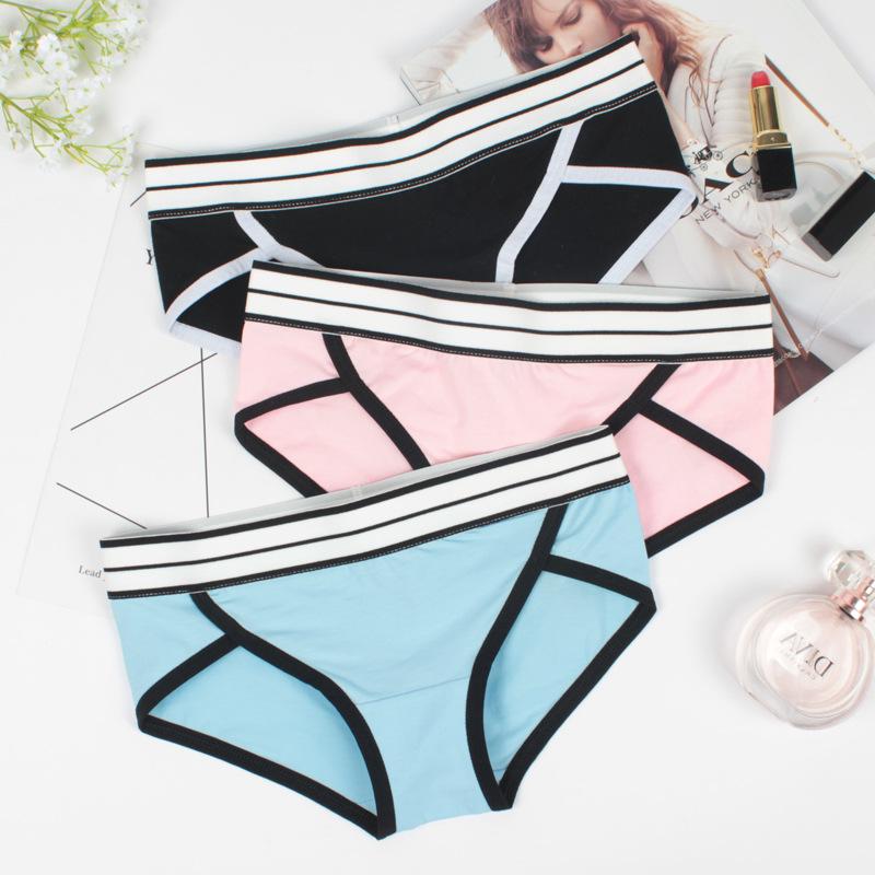 

12PCS Large Size -3XL Fashion Stripe Sexy Briefs Women Underwear Panties Soft High Quality Cotton Female Underpants Briefs, Black