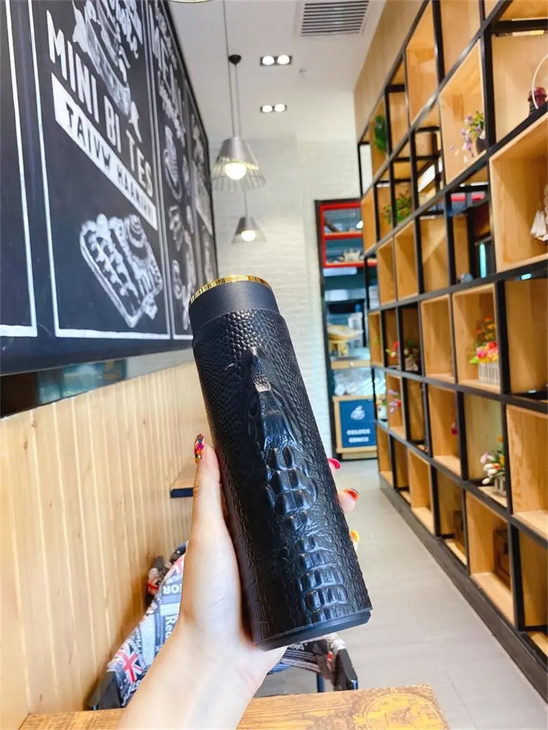 

Outdoor Portable Mug Business Sport Grid Bottle Fashion Black Tumbler Large Capacity Water Bottles Stainless Steel Cup