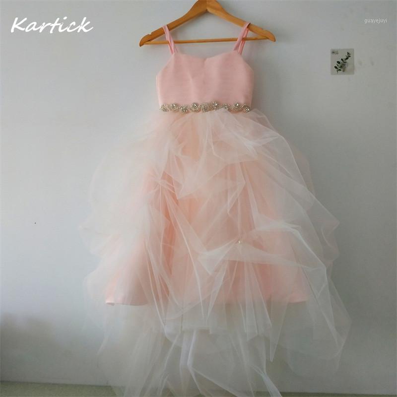 

Newest Flower Girl Dresses with Train Fashion Spaghetti Straps Party Pageant First Communion Dress Little Girls Kids/Child Dress1, Pink