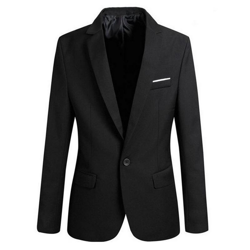 

Men Slim Fit Office Blazer Jacket Fashion Solid Mens Suit Jackets Wedding Dress Coat Casual Business Male Suit Coats 2021, Black