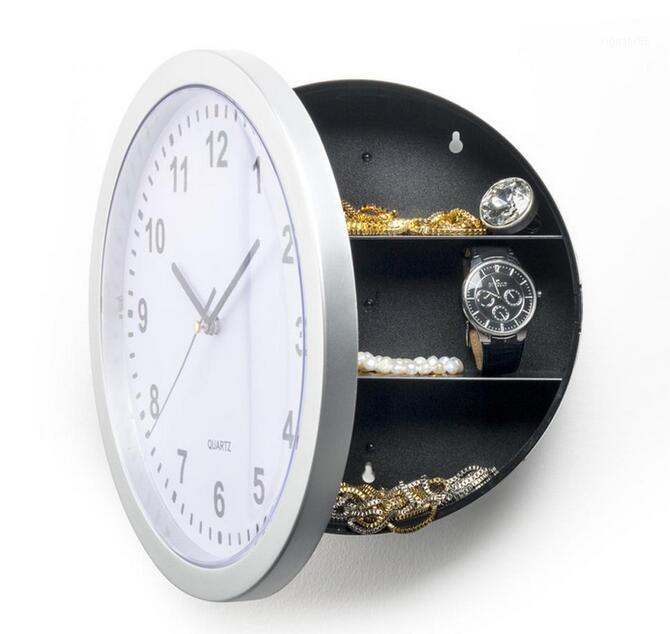 

1 piece 25 cm round Hidden Secret Wall Clock Safe Money Stash Jewellery Stuff Container Colck decroation Quartz clock1