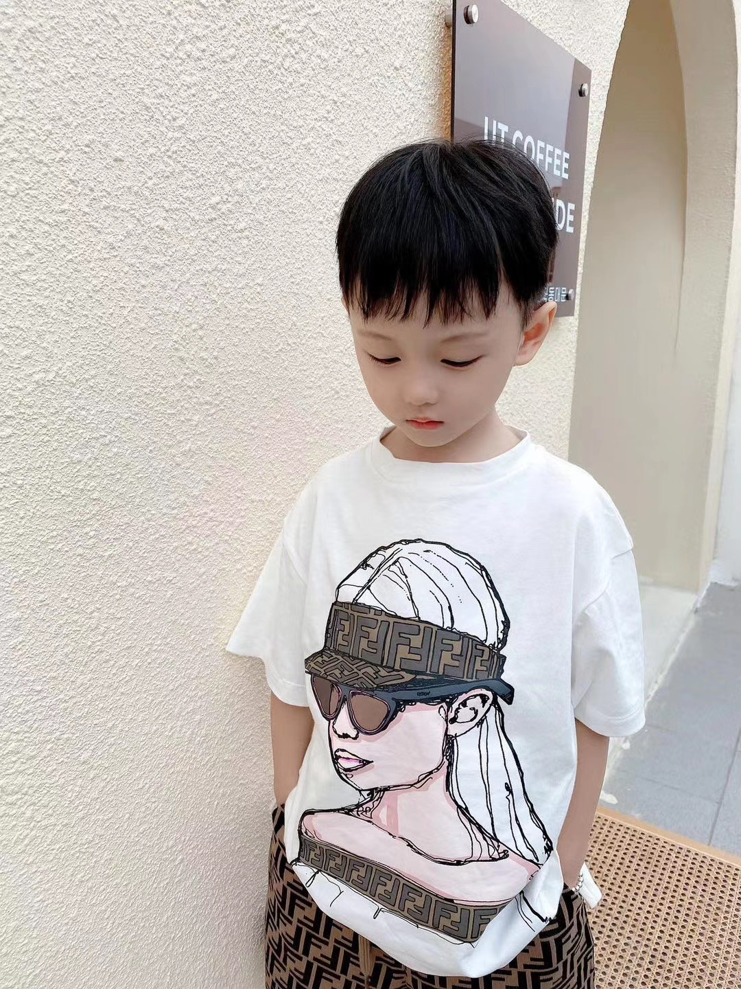 

2021 New kids boys Girls set summer fashion baby girls T shirt with pants two-piece suit clothes, Pink t shirt