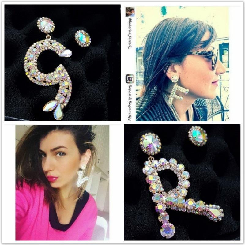 

Bohemia Big Letter Earrings for Women Wedding Party Earring Jewelry Luxury Gold Color Asymmetry Statement Earring Gift