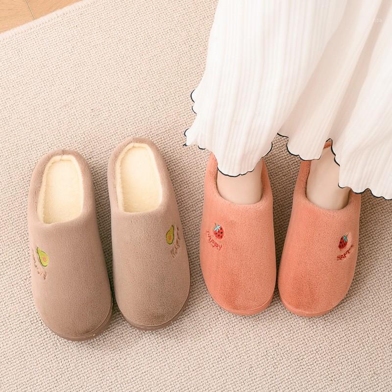 

Women Fluffy Slippers Winter Warm Fur Shoes Men Lovers Cute Fruits Pineapple Banana Home Indoor Girl Ladies Plush Zapatillas1, Red