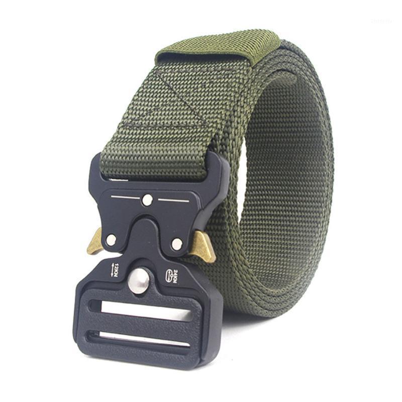 

New Nylon Tactical Belt Army Outdoor Training Hunting Belts Easy Unlock Metal High Quality Buckle Belt1, Blue