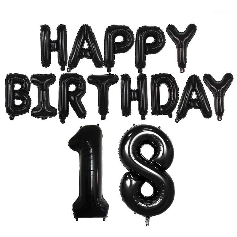 

16 Inch Letters Happy Birthday Foil Balloons 18/20/30/40/50/60th Number Balloon Birthday Party Decoration Supplies Air Balloon1
