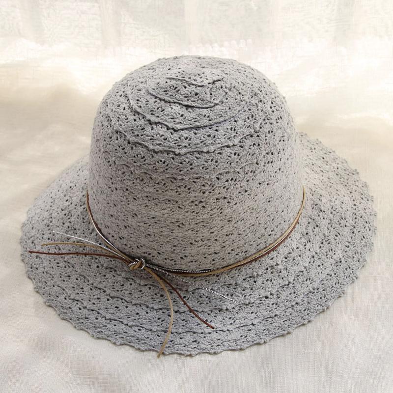 

Foldable Cotton Beach Bow Sunhats For Women Fashion Design Elegant Beach Sun Hat Ladies Lace Hollow Straw Hat, Black