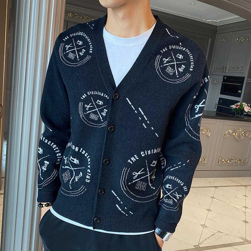 

Men's sweater 2020 new V-neck sweater men's cardigan coat wear fashion Handsome Joker clothing, Black