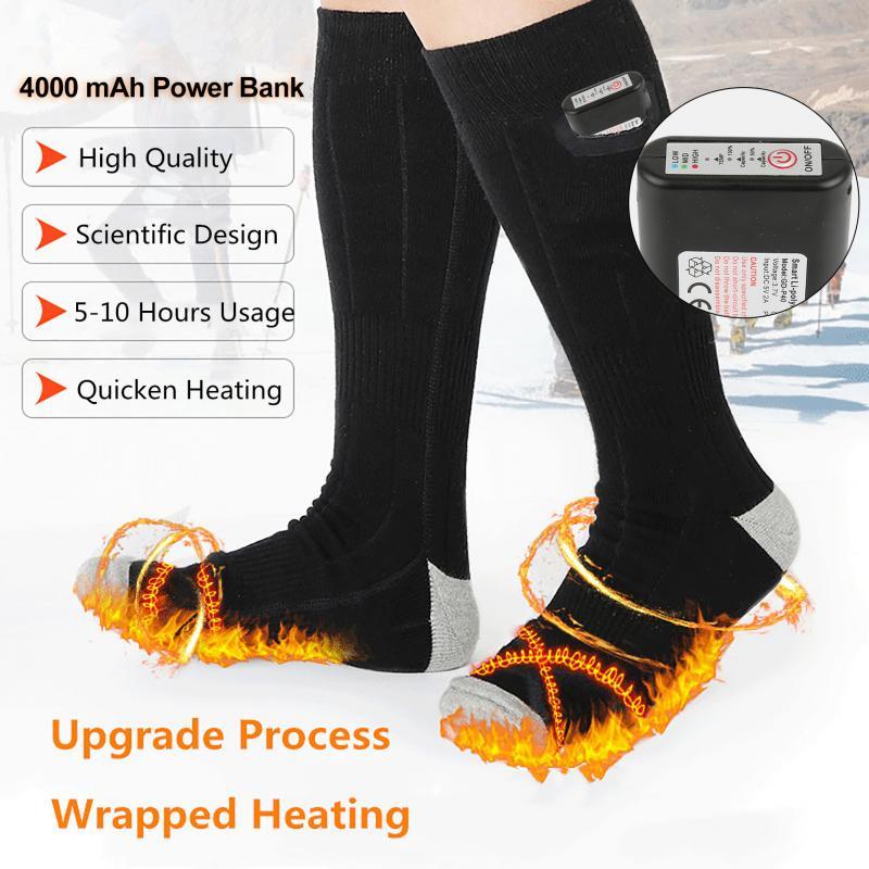 

Winter Electric Heated Socks Foot Warmer Heating Socks USB Rechargeable Three-speed Thermostat Warmer Thermal Sock, 4000 mah power bank