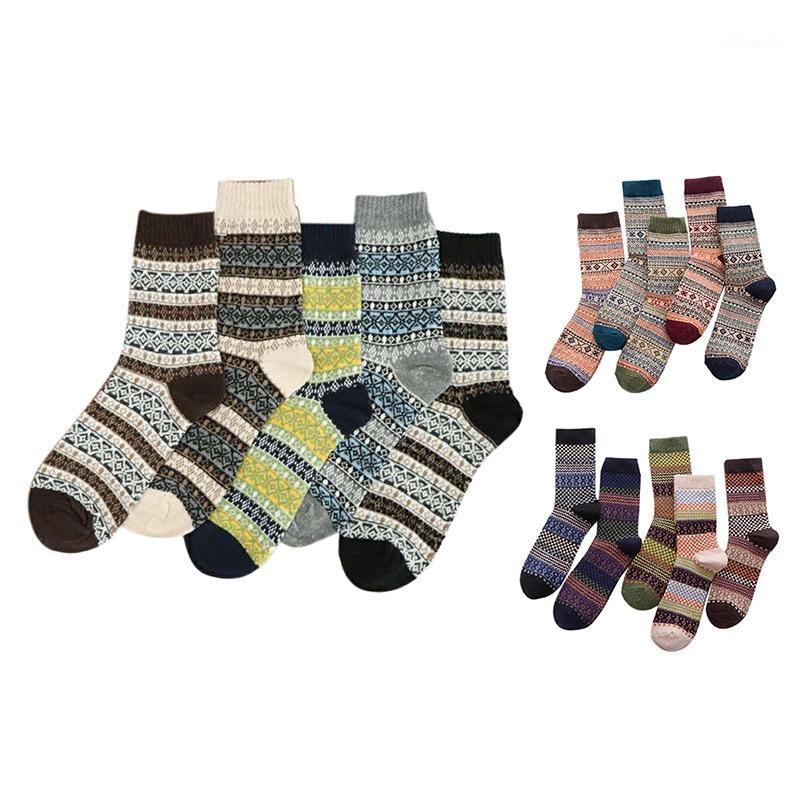 

5 Pairs Fashion Warm Soft Men's Retro Wool Socks Christmas Colorful1