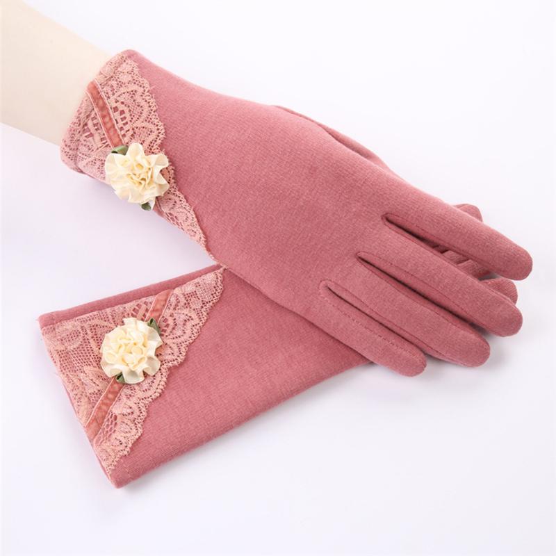 

Fashion Lovely Lace Flower Women Touch Screen Winter Warm Sport Gloves Gift