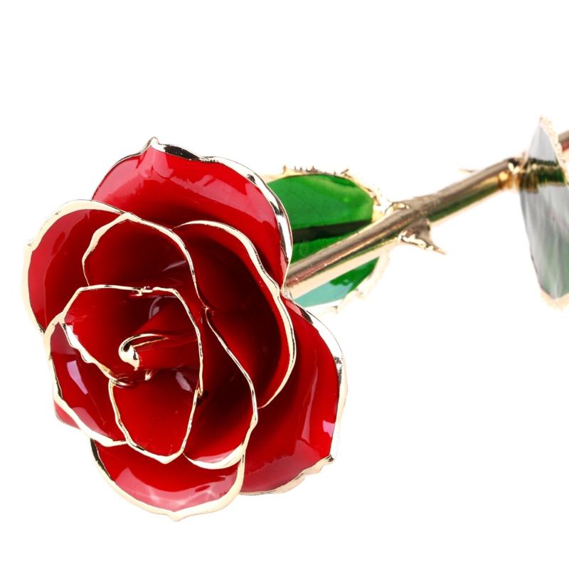 

24k Gold Plated Rose Valentine's Day Birthday Mother's Day Anniversary Gift for Girls Artificial Flowers Eternal Rose with Box, Red