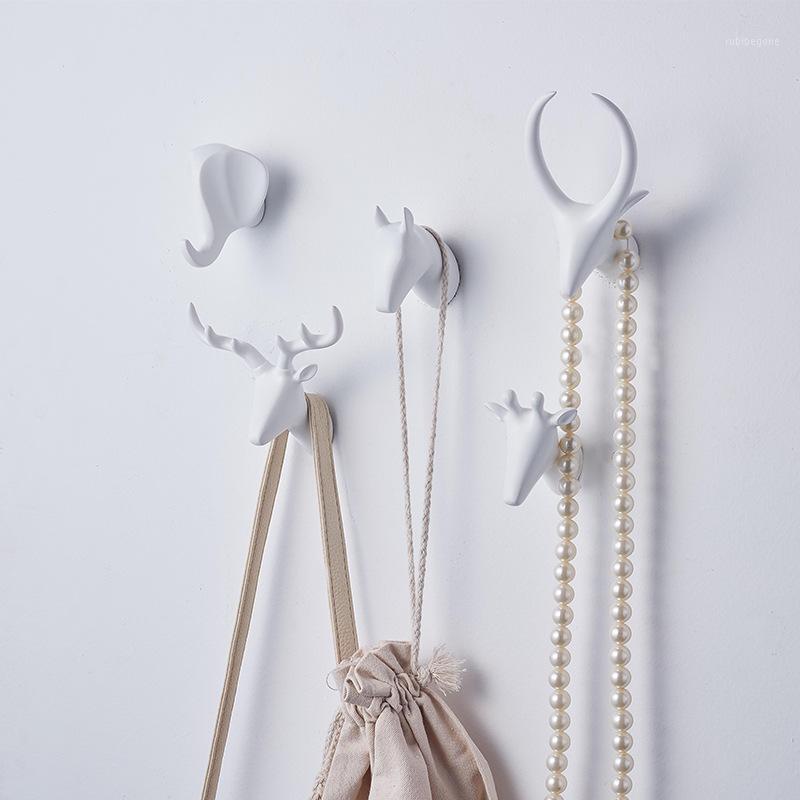 

Animal head hook Resin hanger Creative Nordic Clothes and Caps Hook No-punching Wall Decoration Wall Hanging Home Decorations1