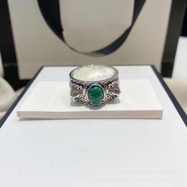 

Mens top emerald tiger head ring stamps love rings for lady mens and women Party engagement wedding jewelry for cuples gift, Silver