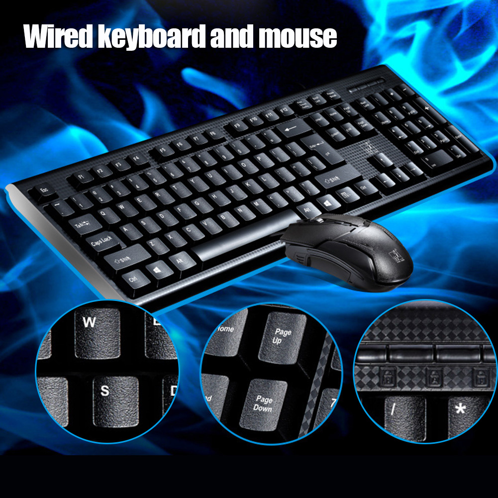 

Keyboard Mouse Set Wired Universal for Home Office Computer Desktop PC SGA998