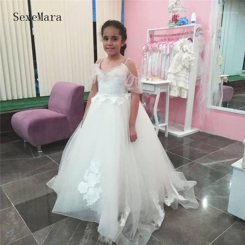 

White Lace Girls Dress Kids Princess Dresses for Wedding Baby Clothes Girls First Communion Dress Birthday Pageant Gown 1-16Y1, Ivory