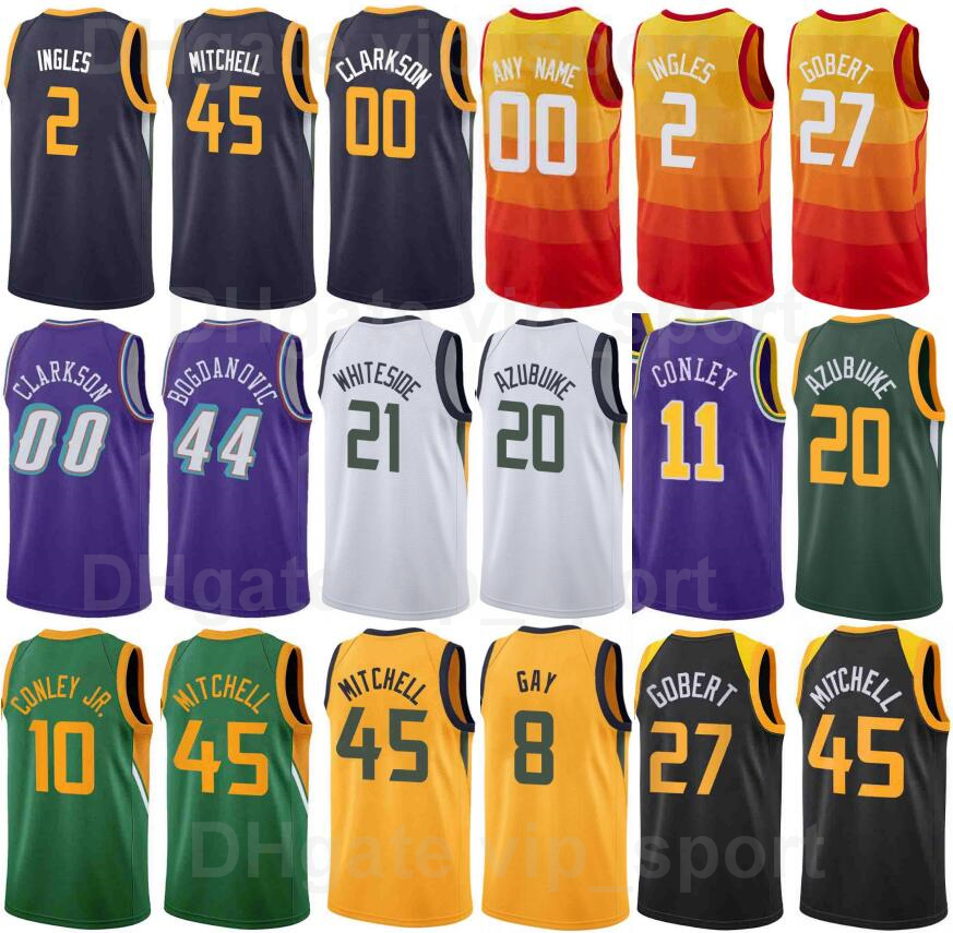 

75th Anniversary Basketball Printed Clarkson Jersey 00 Danuel House Jr.25 Donovan Mitchell 45 Mike Conley 10 Rudy Gobert 27 Bojan Bogdanovic 44 Man Woman Youth, 75th purple