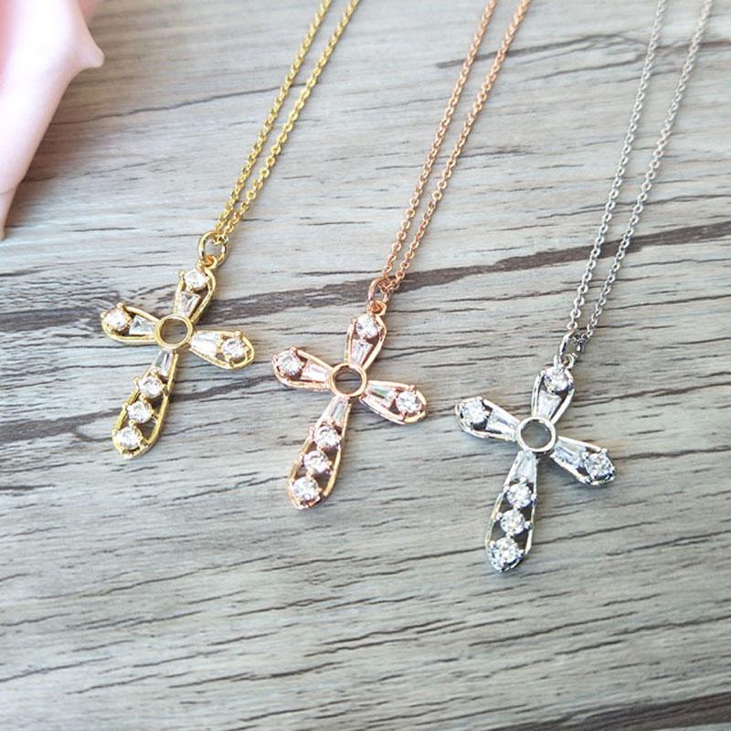 

10 Pcs Fashion CZ zircon cross Pendant Necklace,CZ zircon Micro pave crystal Charm Jewelry making for woman 256