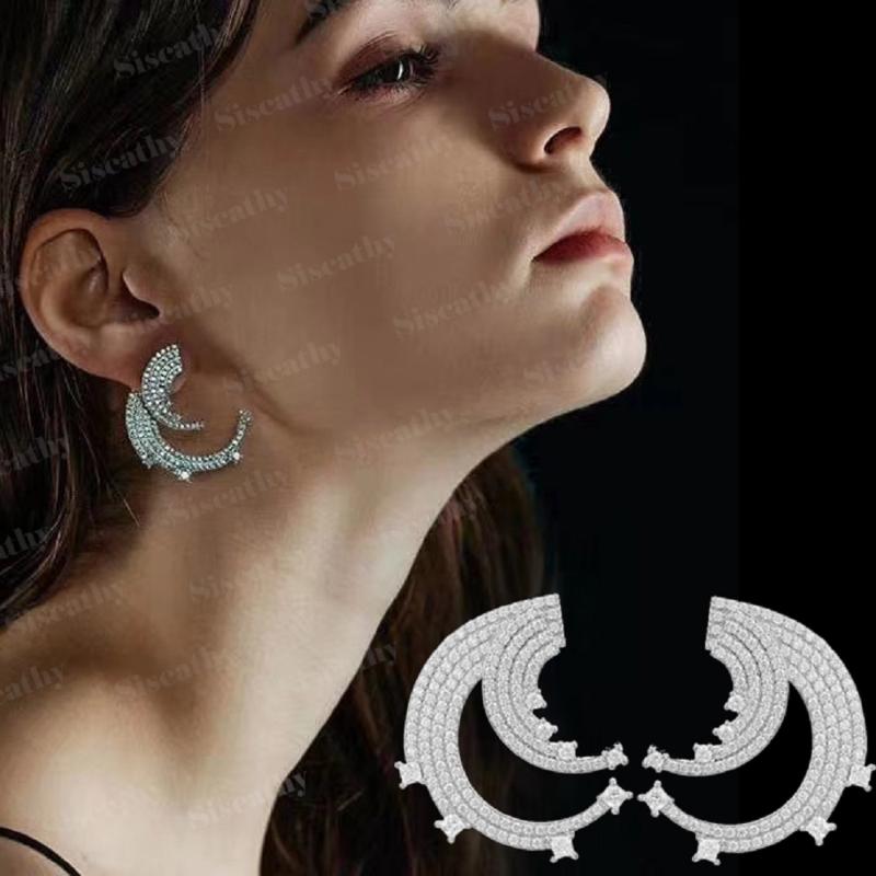 

SISCATHY Elegant Trendy Unique Design Flashing Earrings with full Charm Cubia Zirconia Jewelry Women Wedding Daily Super Gift
