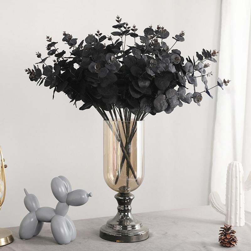 

20 Heads Artificial Black Eucalyptus Fake Flower Plant Wedding Party Decoration