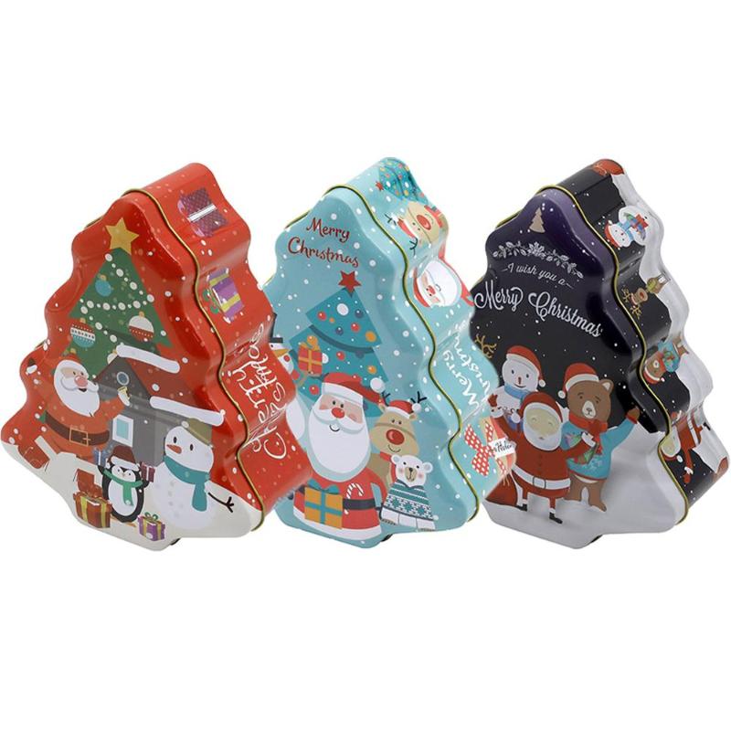 

Christmas Tree Biscuits Tin Gifts Boxes 3pcs Candy Storage Containers Cookies Tins Baking Gift Packing Case